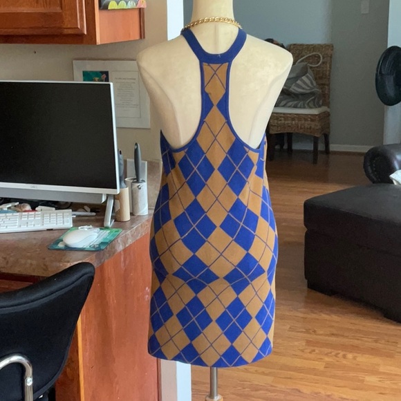 NWOT URBAN OUTFITTERS Blue & Brown Argyle Mini Knit in Size M - Picture 4 of 11